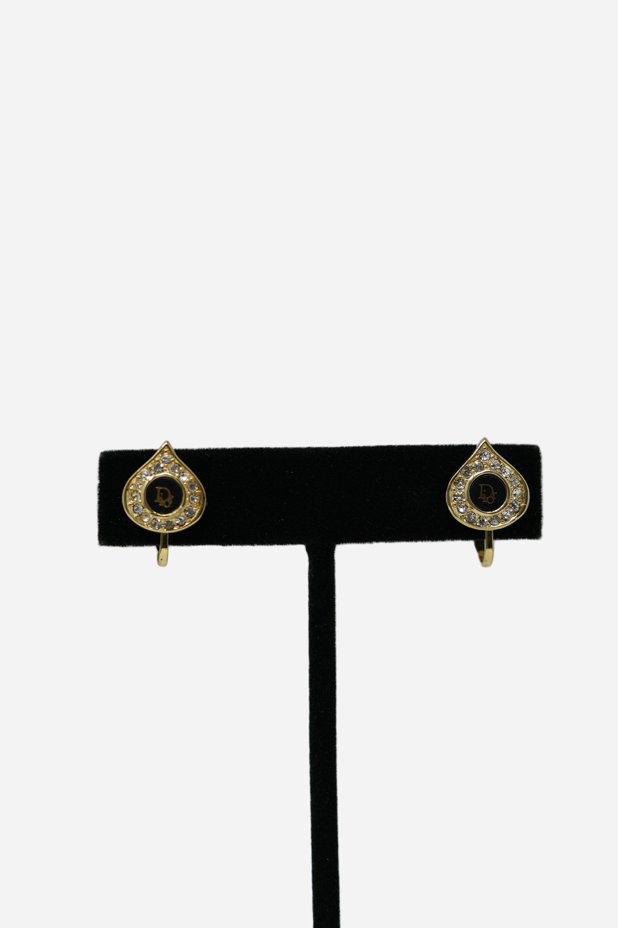 Christian Dior Heart Rhinestone Earring Clip-on
