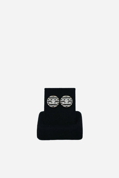 Pre-Owned Chanel Round CC Rhinestone Earrings 2020