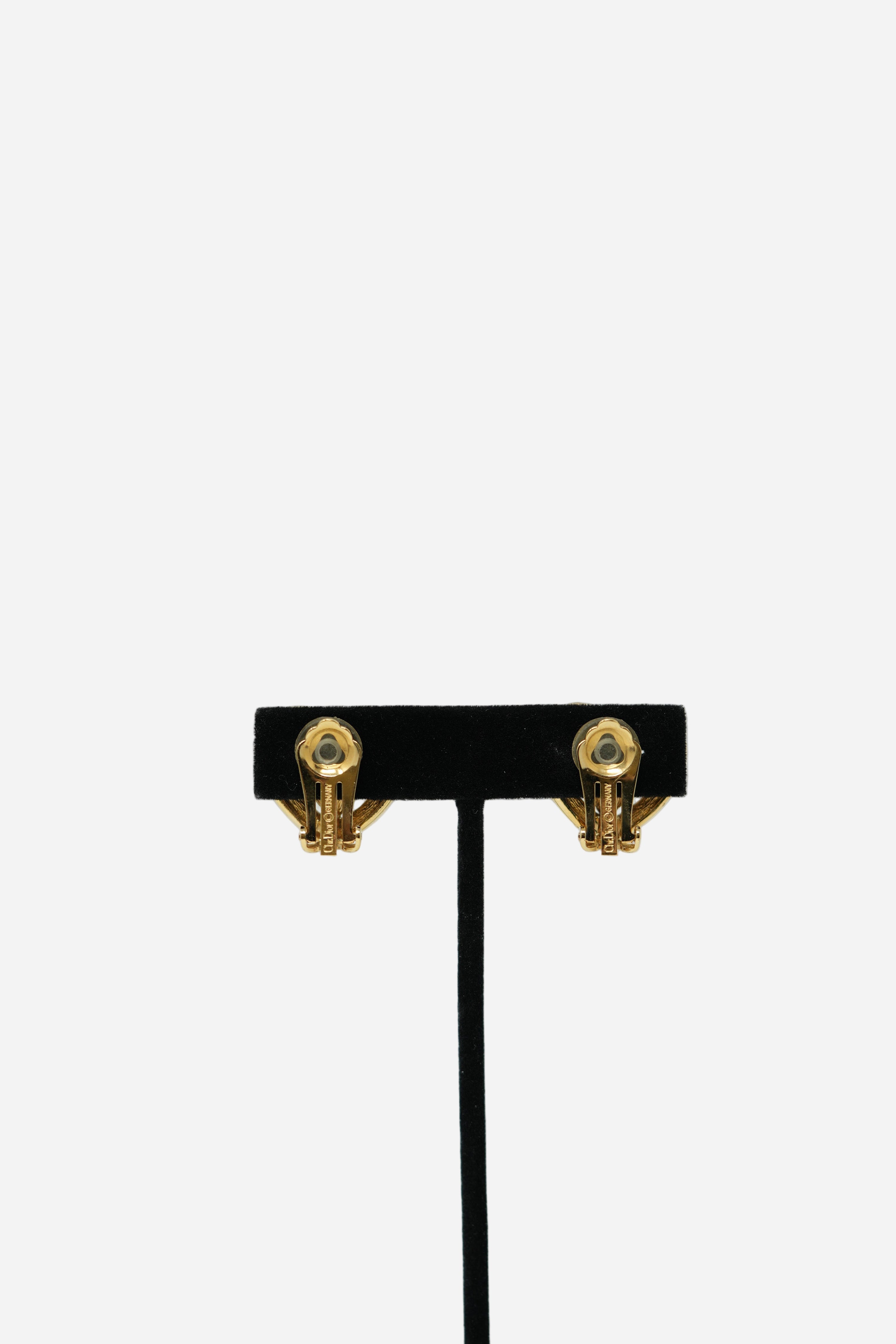 Dior Heart Rhinestone Earrings Clip-on
