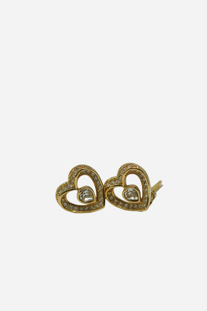 Dior Heart Rhinestone Earrings Clip-on