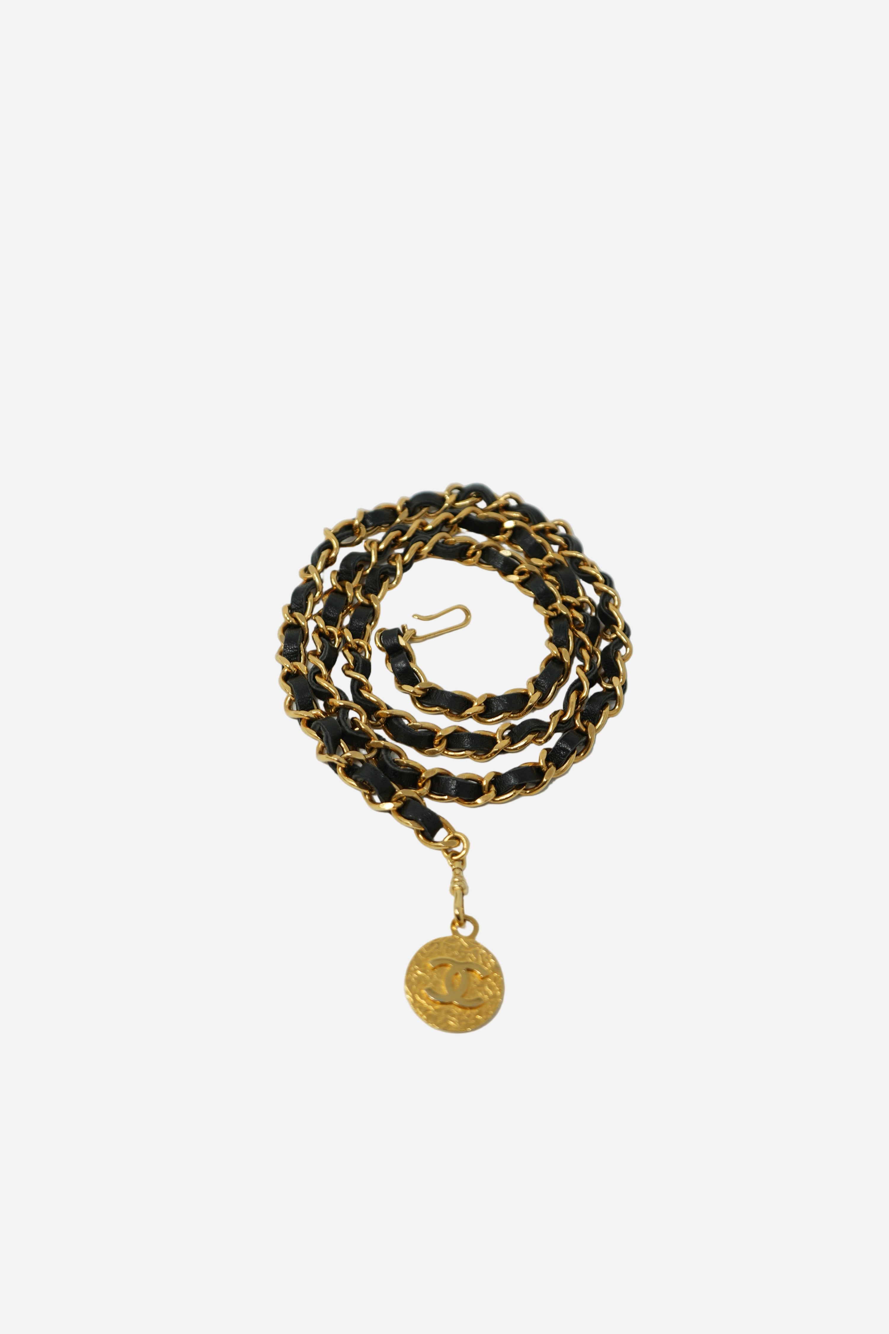 Pre-owned Chanel 90's Leather/Chain Belt