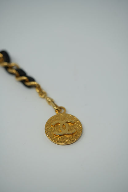Pre-owned Chanel 90's Leather/Chain Belt