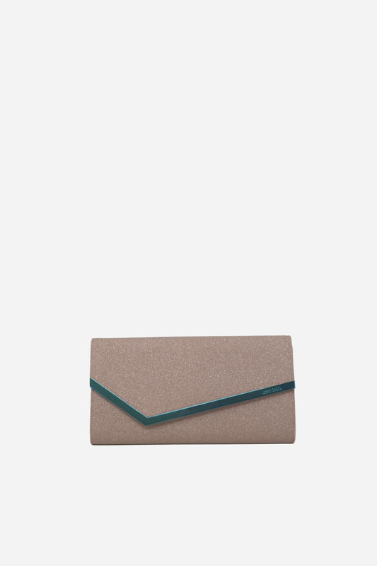Jimmy Choo Platinum Glitter Clutch Bag