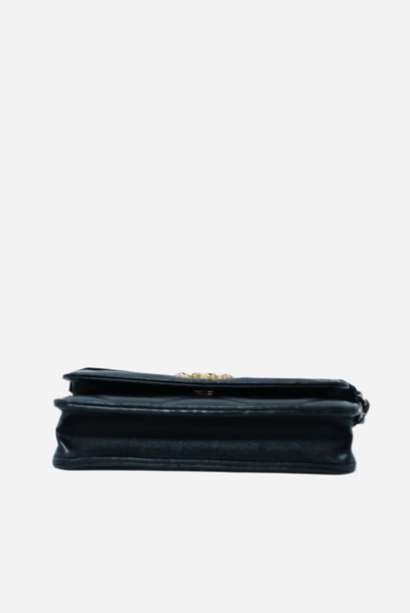 Pre-Owned Chanel 19 Black Lambskin Clutch with Chain