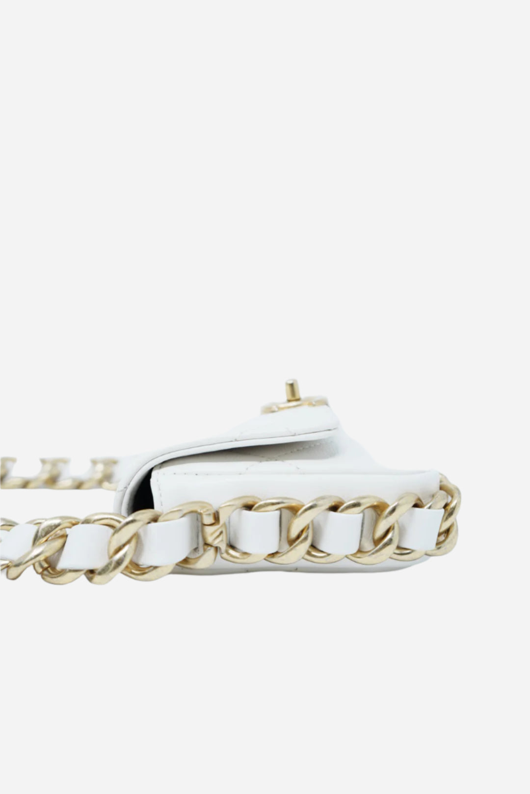 Pre-Owned Chanel Calfskin Mini Framing Chain Flap white