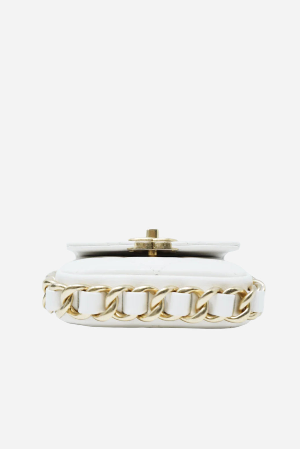 Pre-Owned Chanel Calfskin Mini Framing Chain Flap white