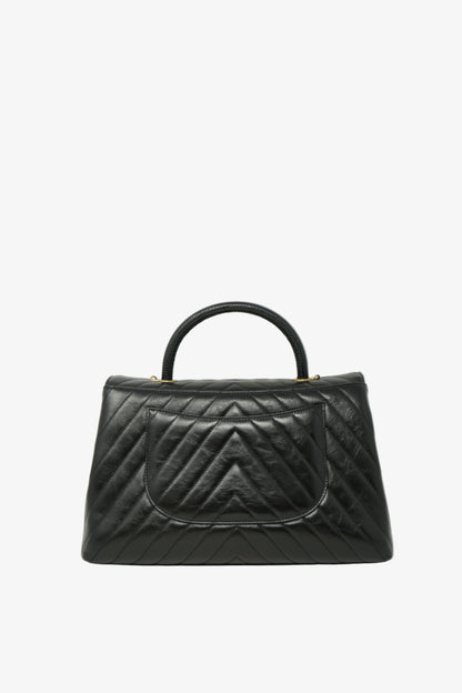 pre-owned Chanel Chevron Coco Handle Medium
