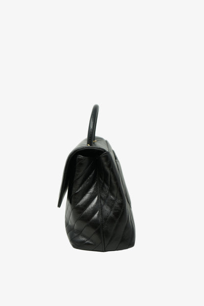 pre-owned Chanel Chevron Coco Handle Medium