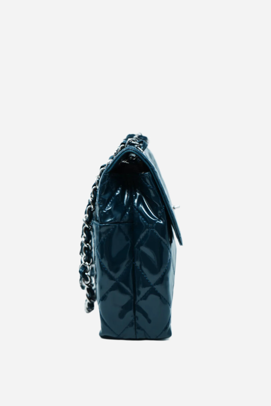 Pre-Owned Chanel Blue Patent Quilted Vinyl Flap Bag 2012
