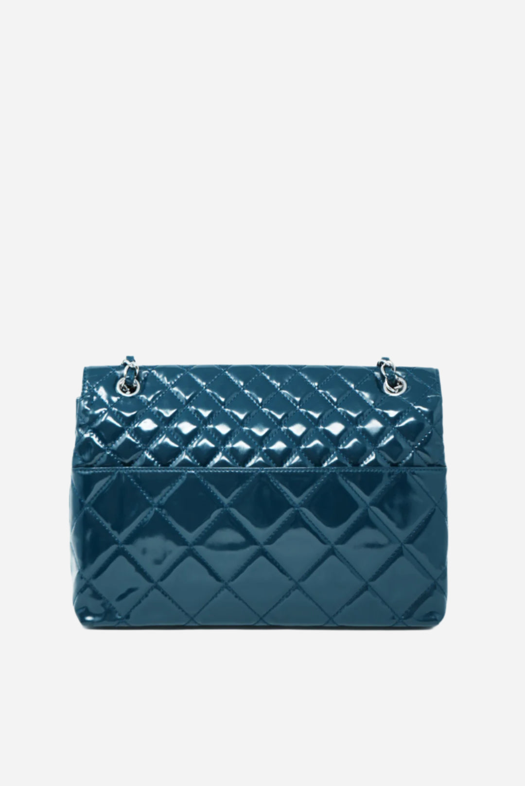 Pre-Owned Chanel Blue Patent Quilted Vinyl Flap Bag 2012