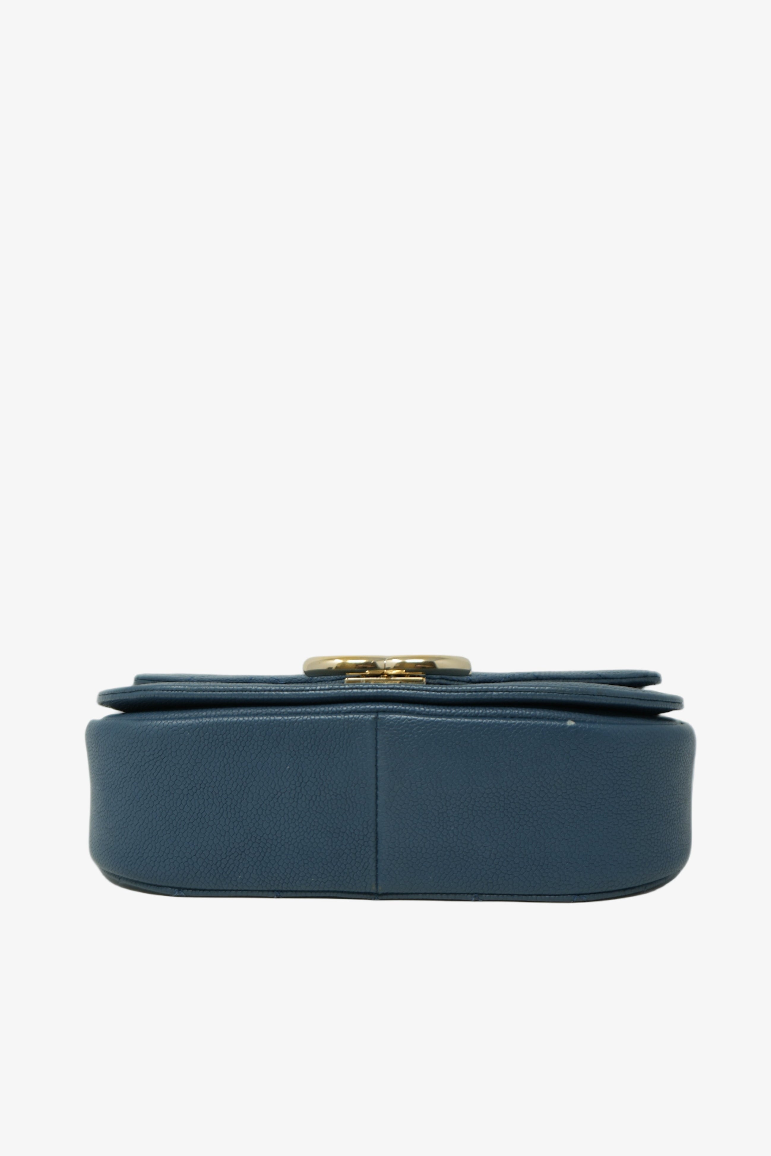 Pre-Owned Chanel 2016 Blue Caviar Cuba Top Handle Flap Bag