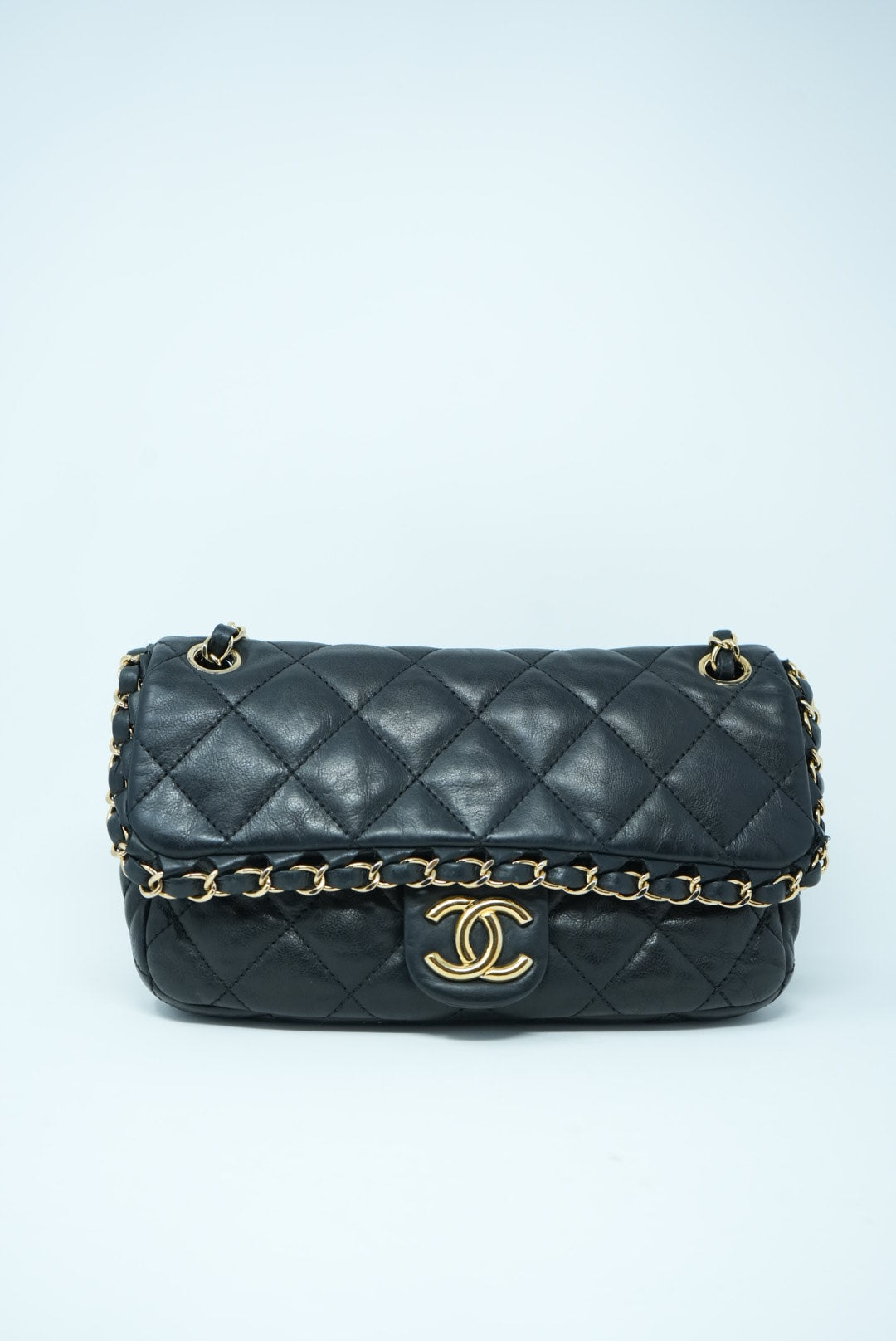 Pre-Owned Chanel Single Flap Bag Black Calfskin