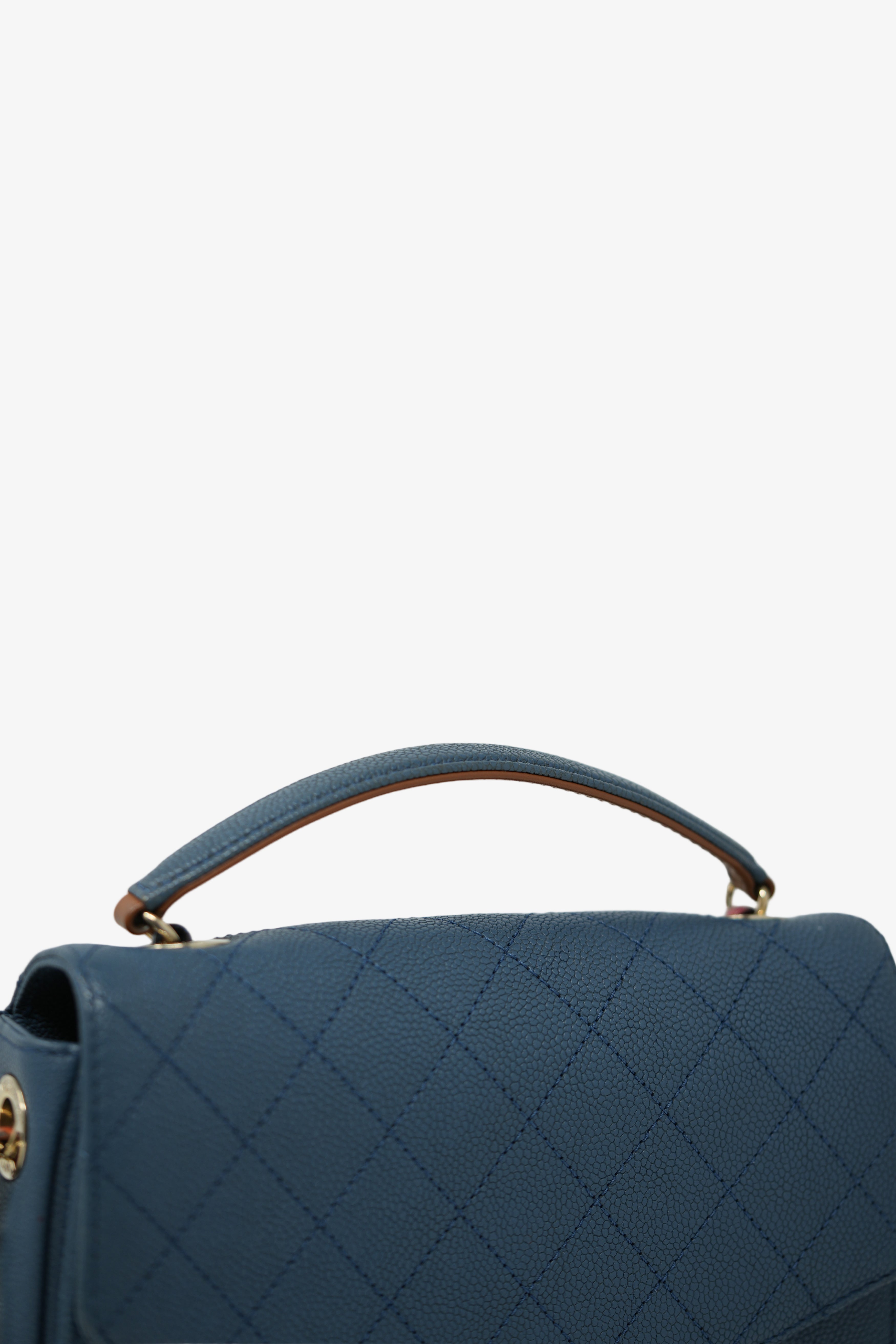 Pre-Owned Chanel 2016 Blue Caviar Cuba Top Handle Flap Bag