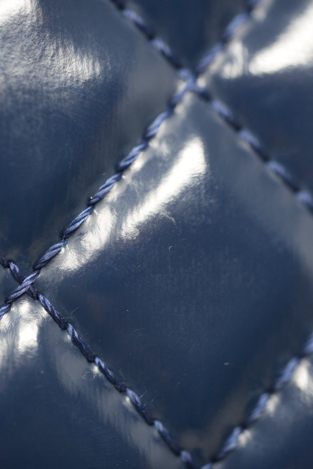 Pre-Owned Chanel Blue Patent Quilted Vinyl Flap Bag 2012