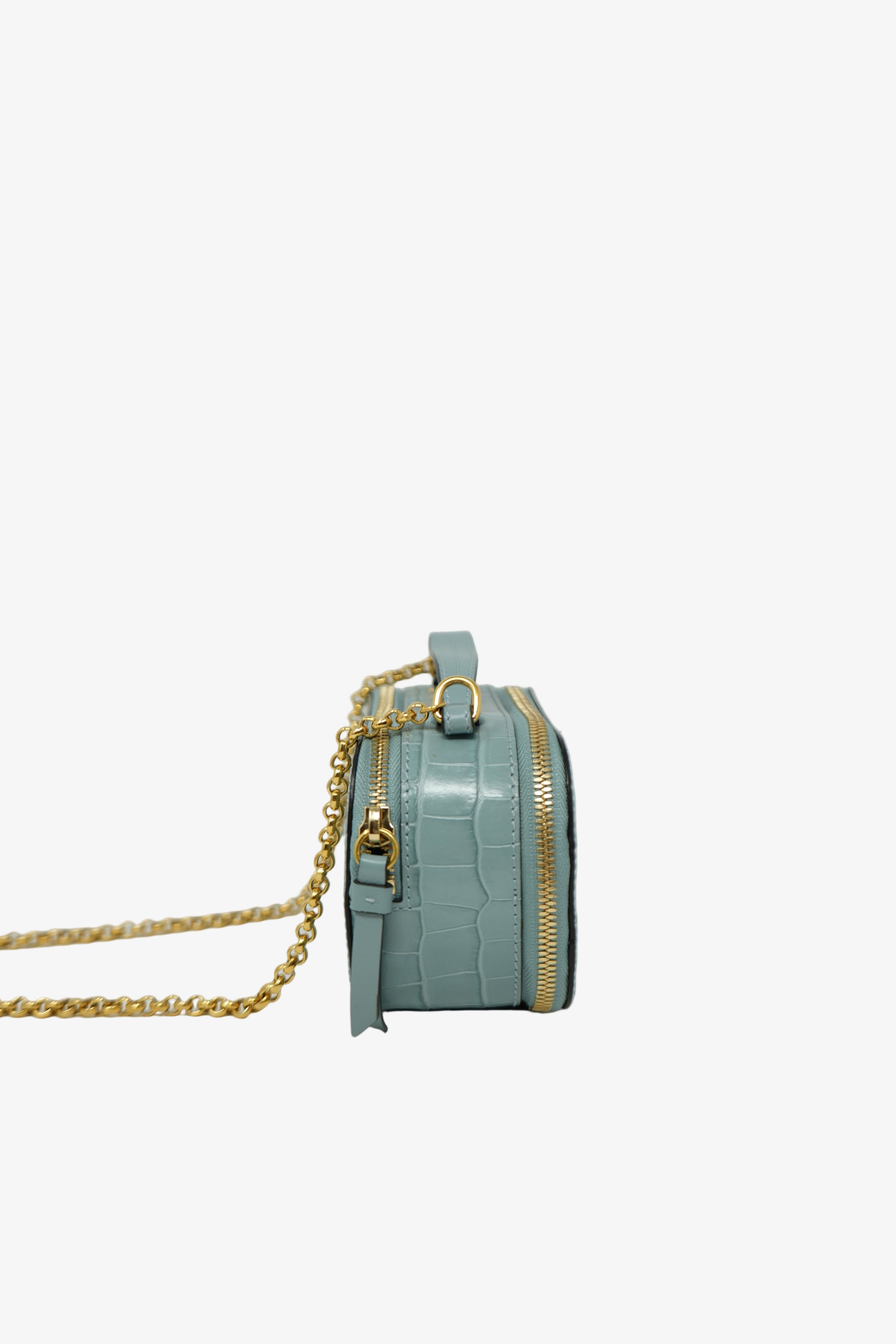 Chloé Blue Leather Crocodile-Embossed Vanity Bag