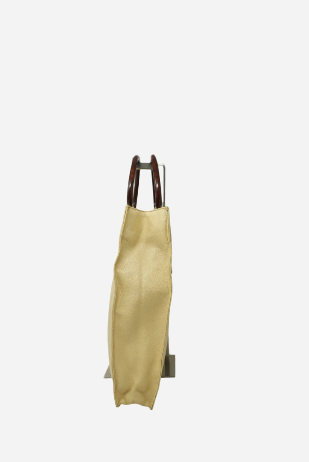 Pre-Owned Chanel Wood Handle Beige Handbag 2000-2002