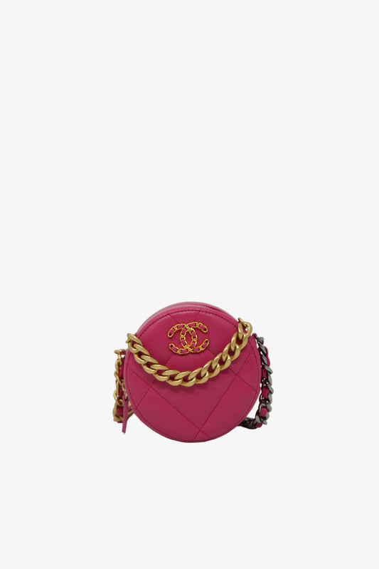 Pre-owned Chanel 19 Round Clutch With Chain