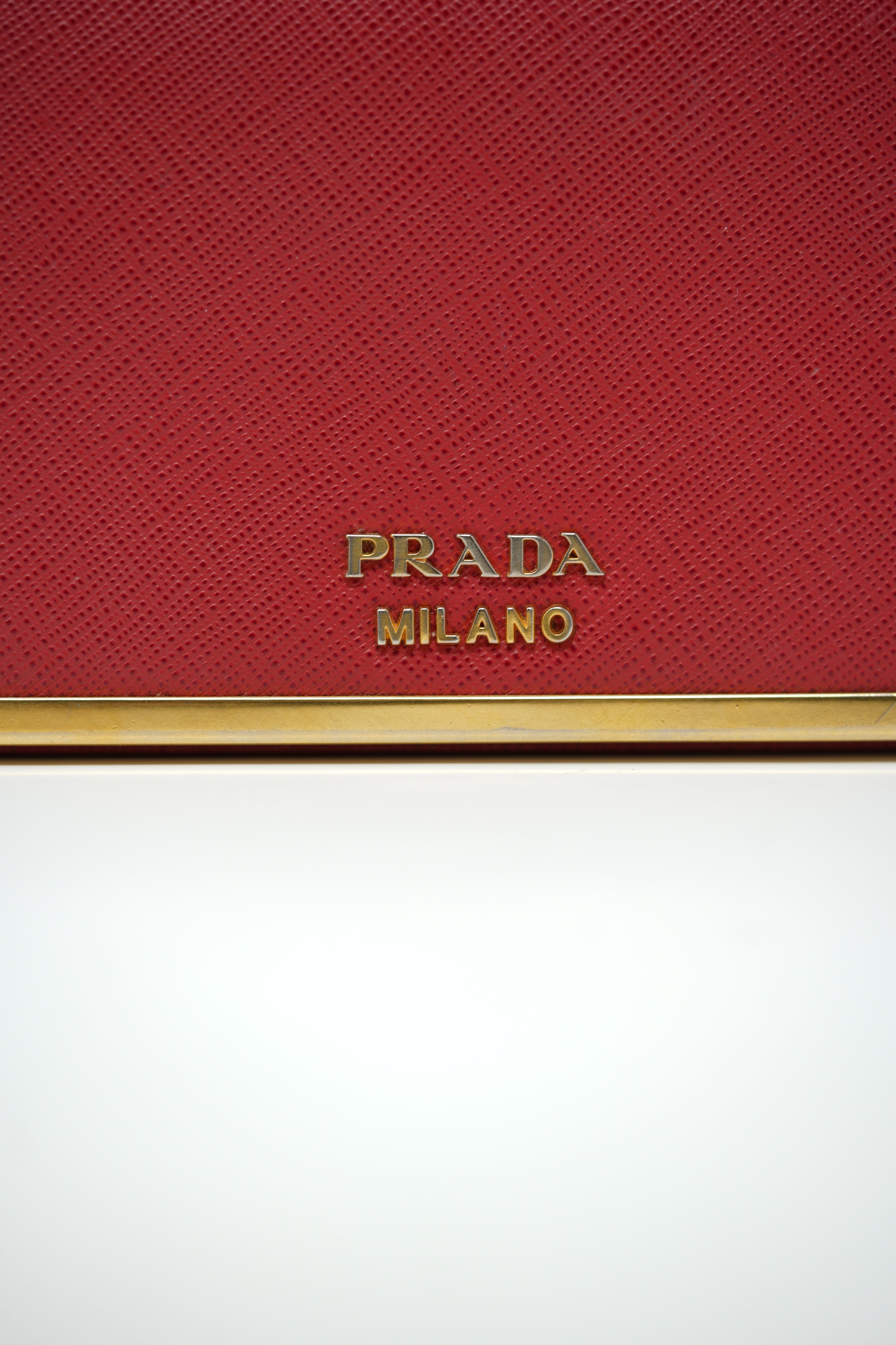 Prada Saffiano Metal Bar Chain Wallet