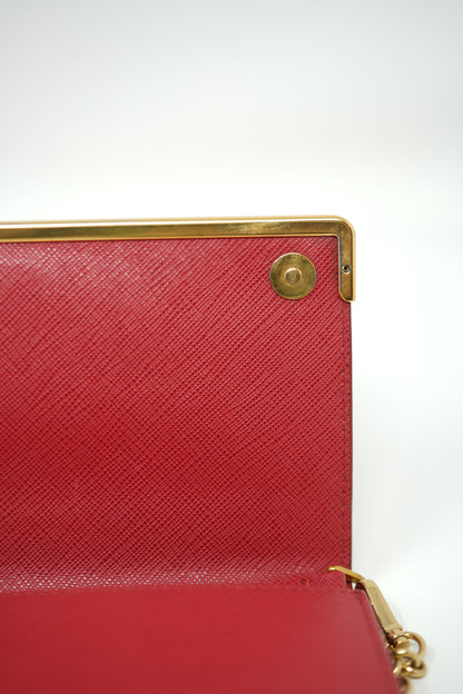 Prada Saffiano Metal Bar Chain Wallet