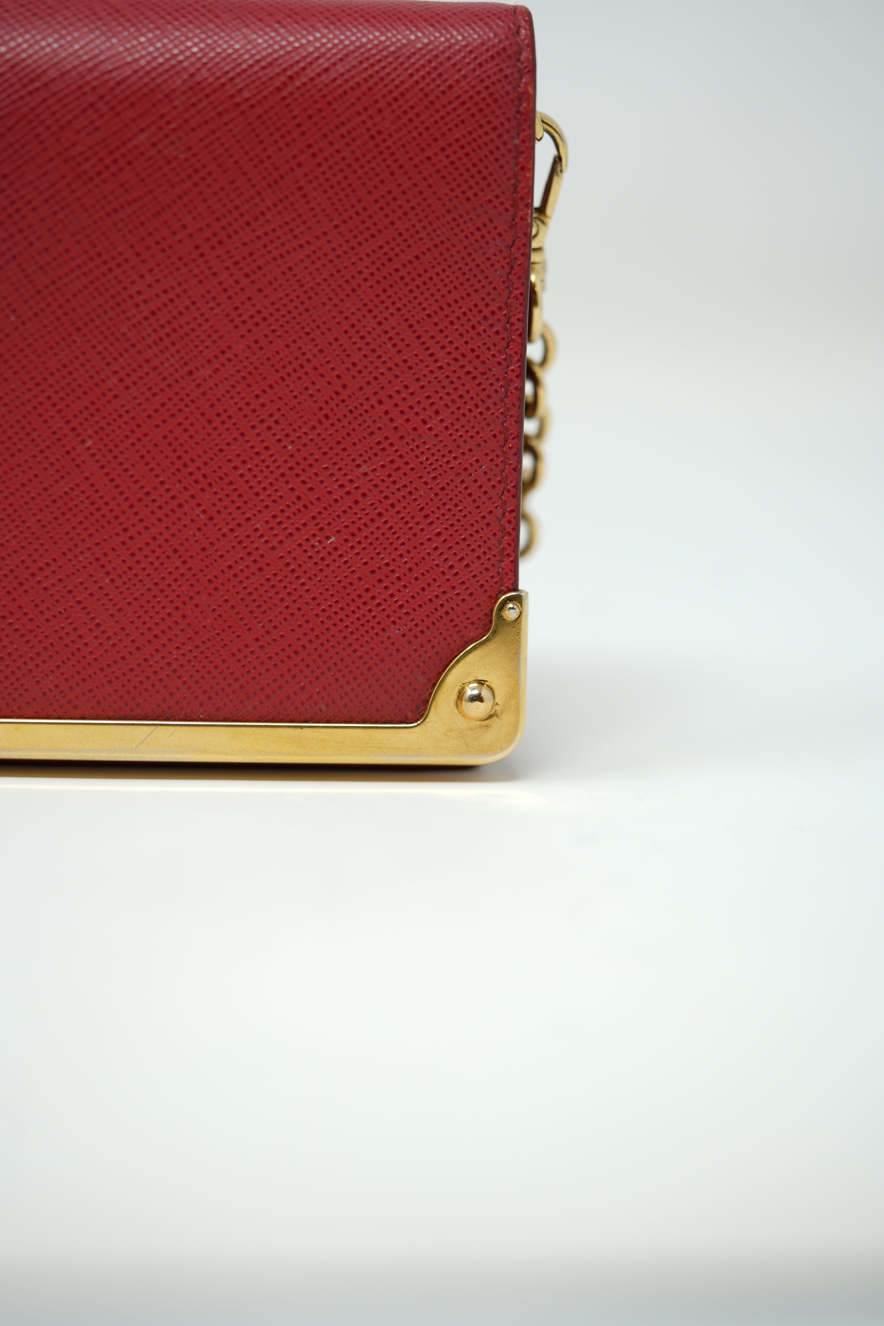 Prada Saffiano Metal Bar Chain Wallet