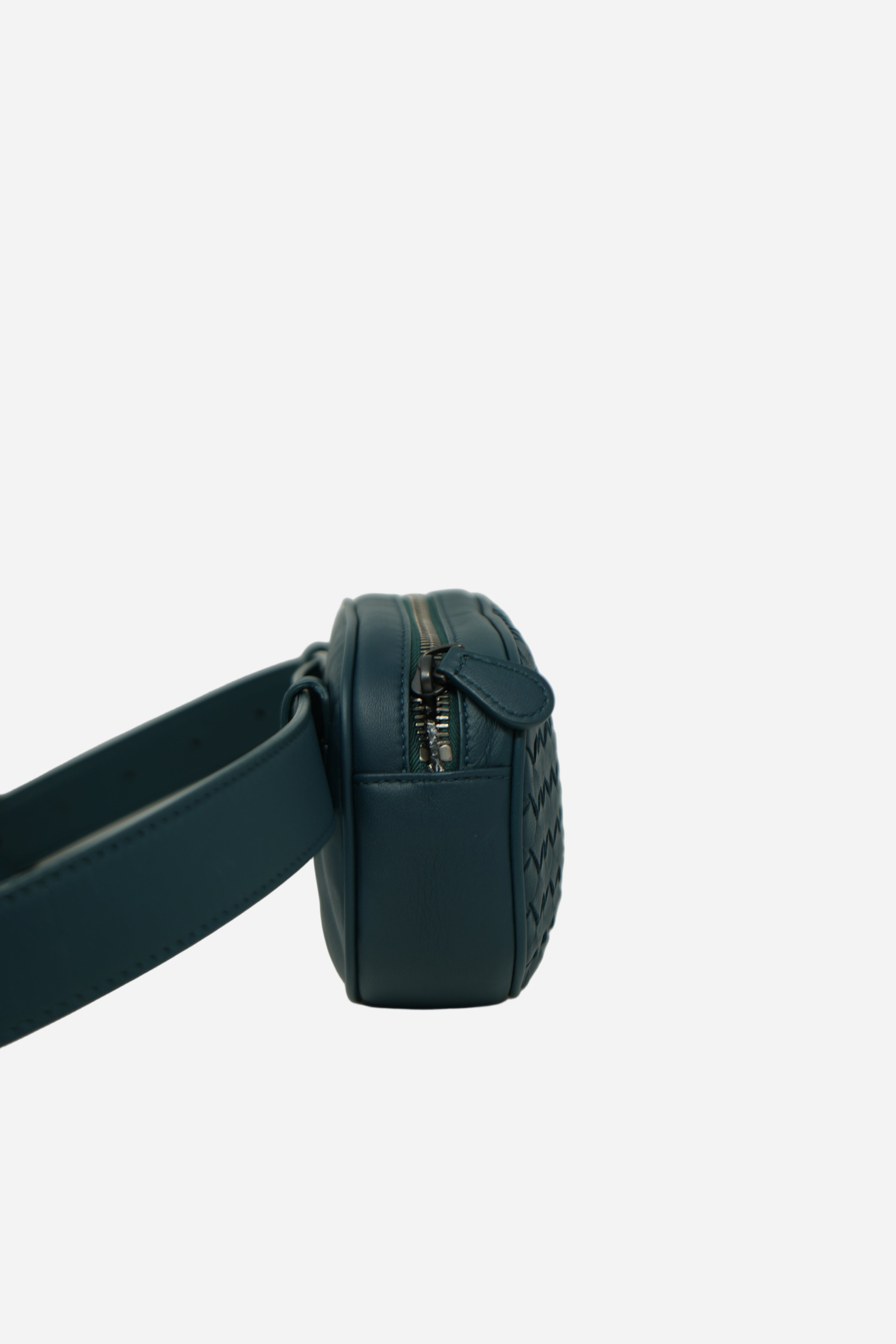 Bottega Veneta Blue Leather Small Intrecciato Belt Bag