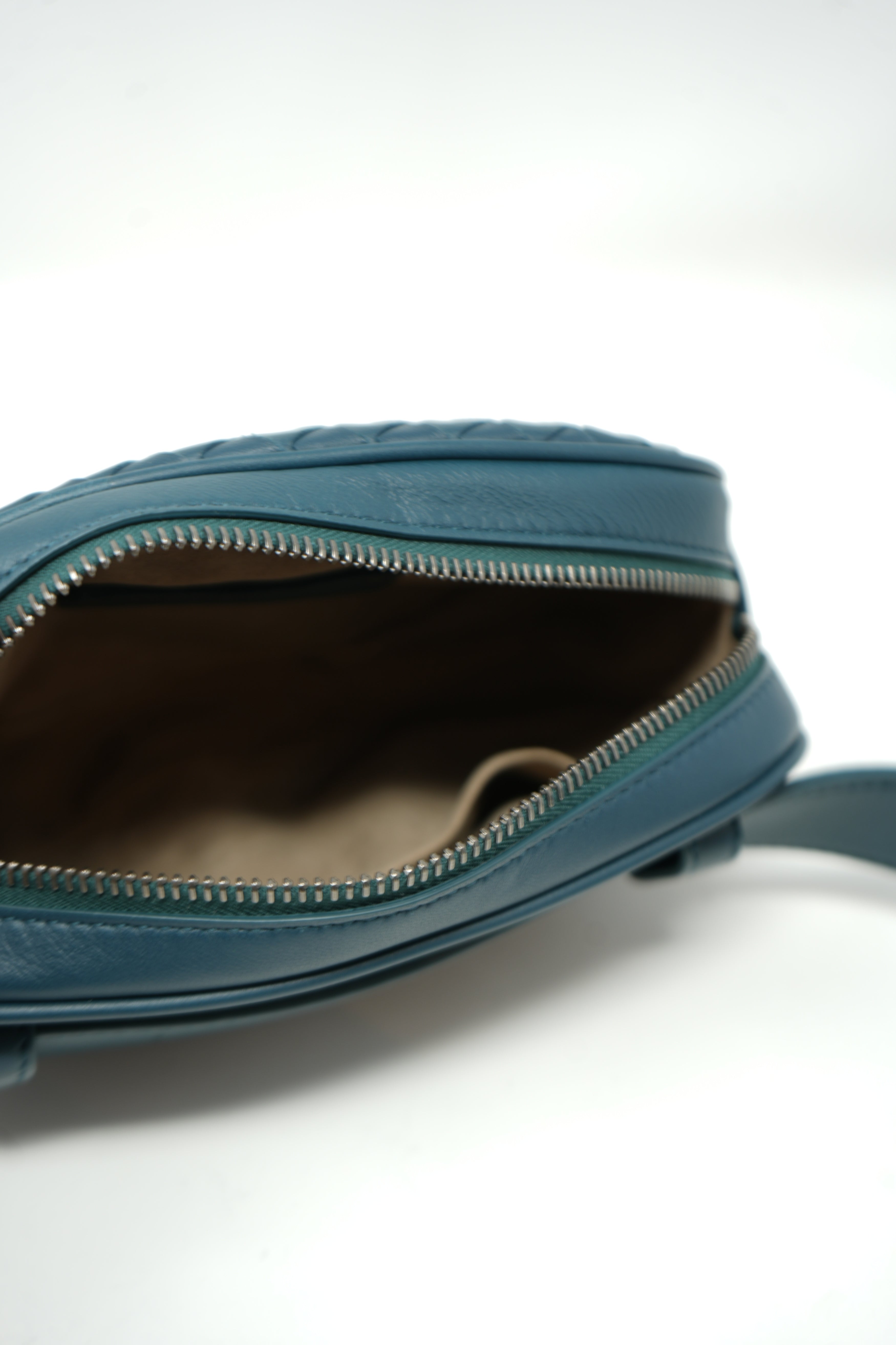 Bottega Veneta Blue Leather Small Intrecciato Belt Bag