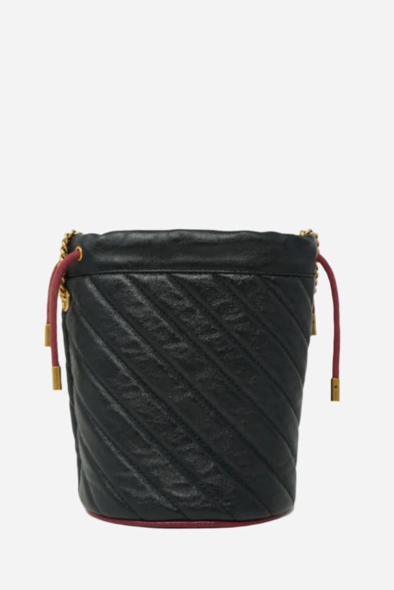Gucci GG Marmont Black Leather Chain Bucket Bag