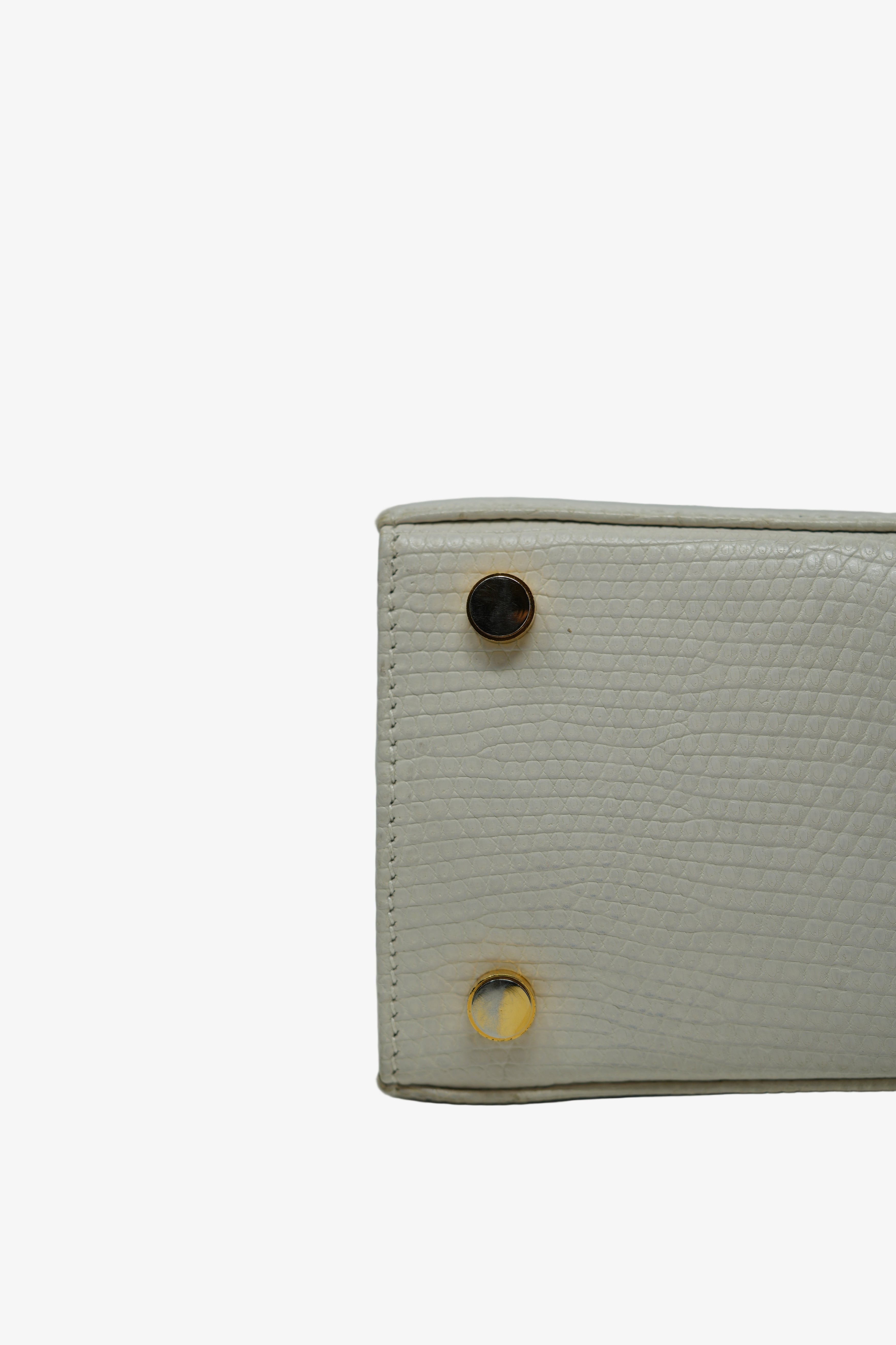 Salvatore Ferragamo White Lizard Top Handle Bag