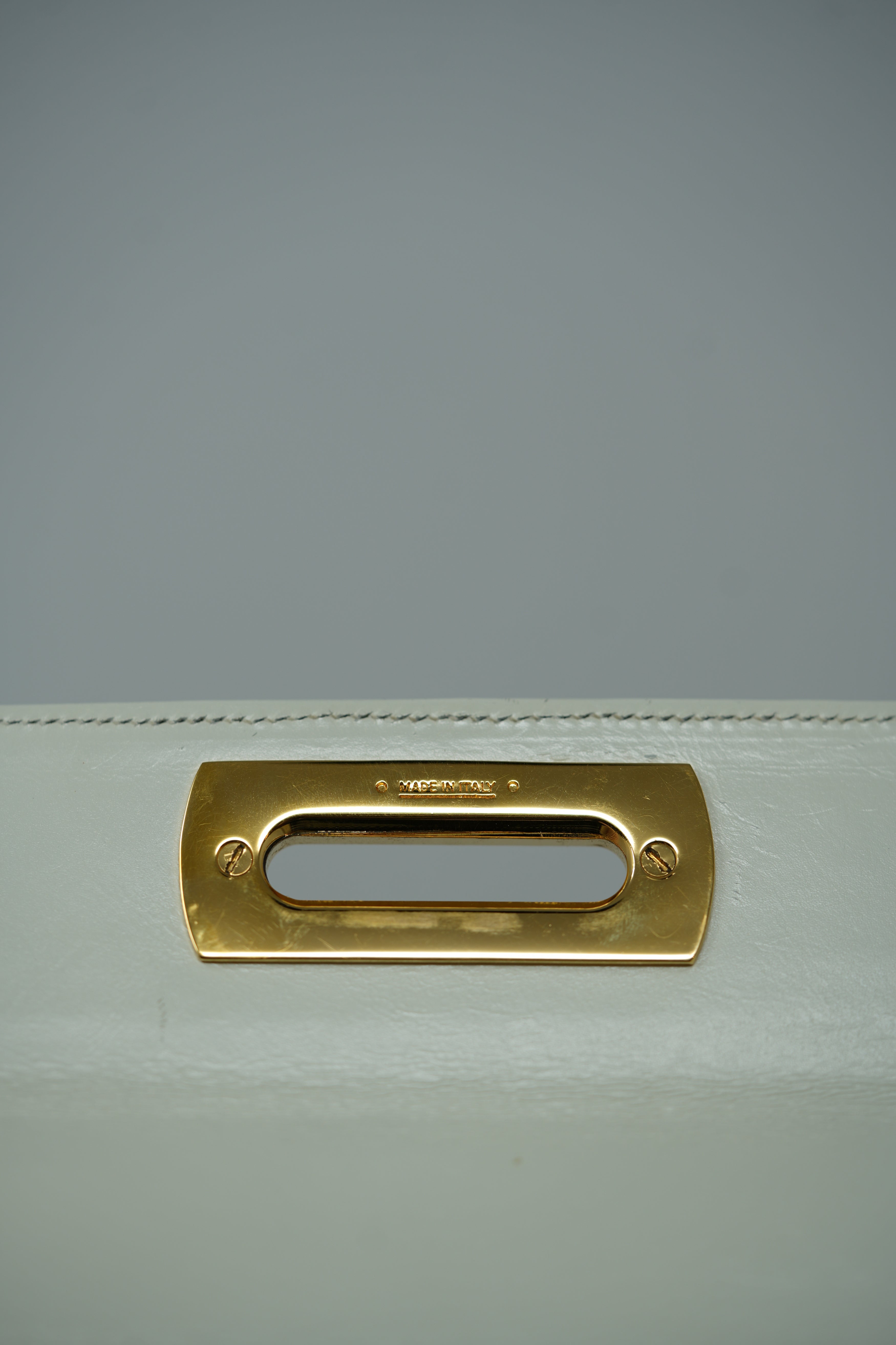 Salvatore Ferragamo White Lizard Top Handle Bag