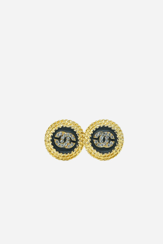 Pre-Owned Chanel CC Logo Rhinestone Earring 80's