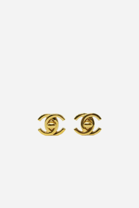 Pre-Owned Chanel Turn Lock Earrings Clip-on 1995