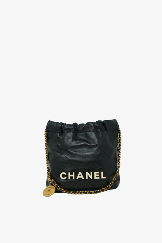 Pre-Owned Chanel 2023 Mini 22 Bag Black Calfskin
