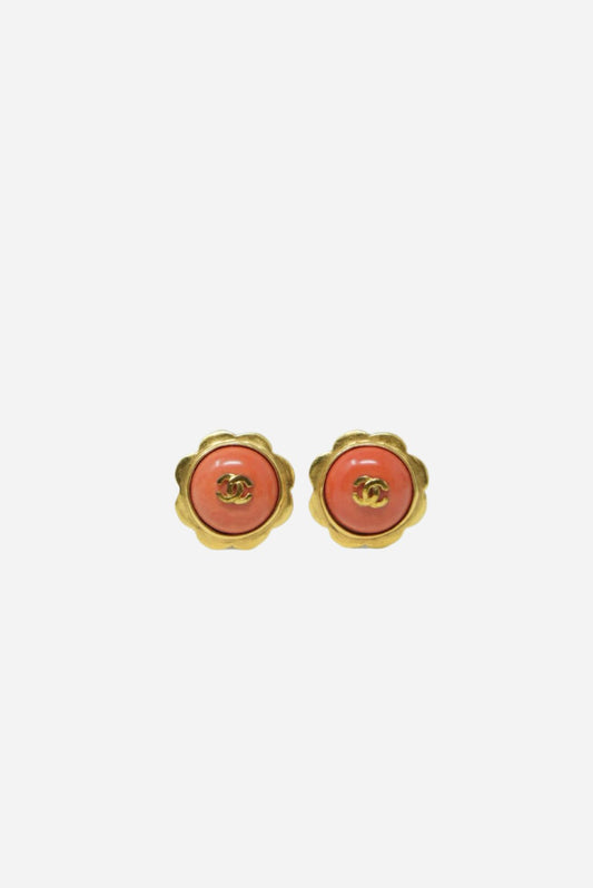 Pre-Owned CHANEL Flower CC Earrings ClipOn 1997