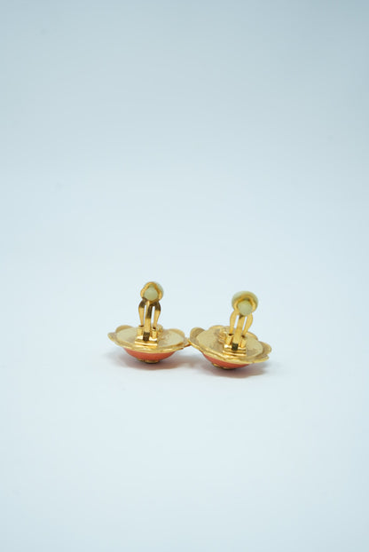 Pre-Owned CHANEL Flower CC Earrings ClipOn 1997