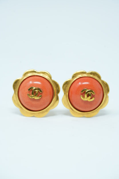 Pre-Owned CHANEL Flower CC Earrings ClipOn 1997