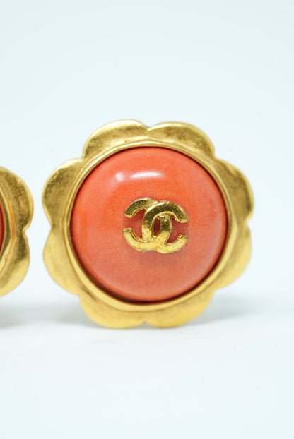 Pre-Owned CHANEL Flower CC Earrings ClipOn 1997
