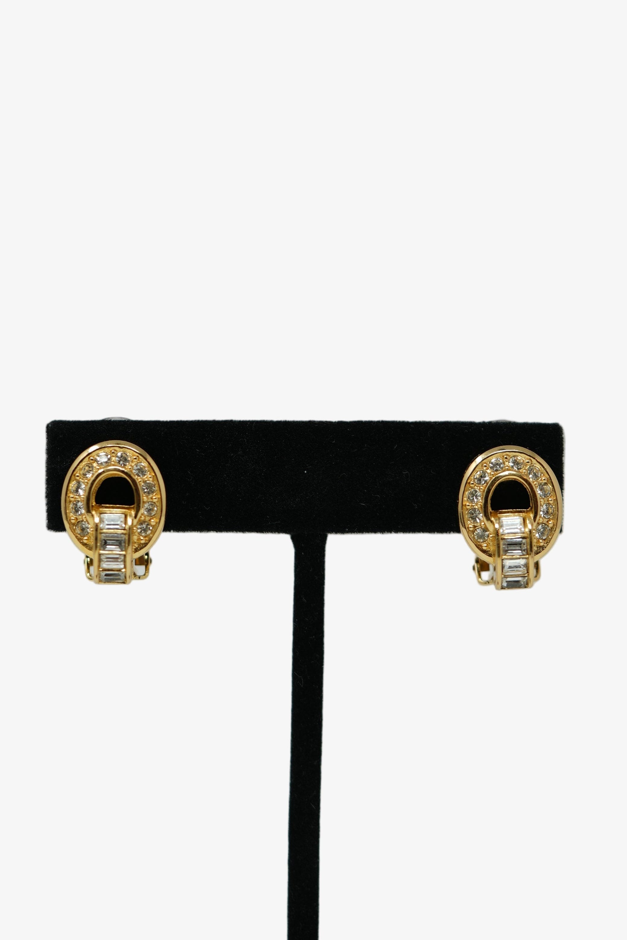 Dior Vintage Oval Rhinestone Earrings