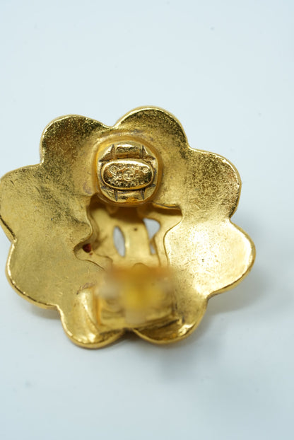 Pre-Owned CHANEL Flower Earrings Clip-On 1996
