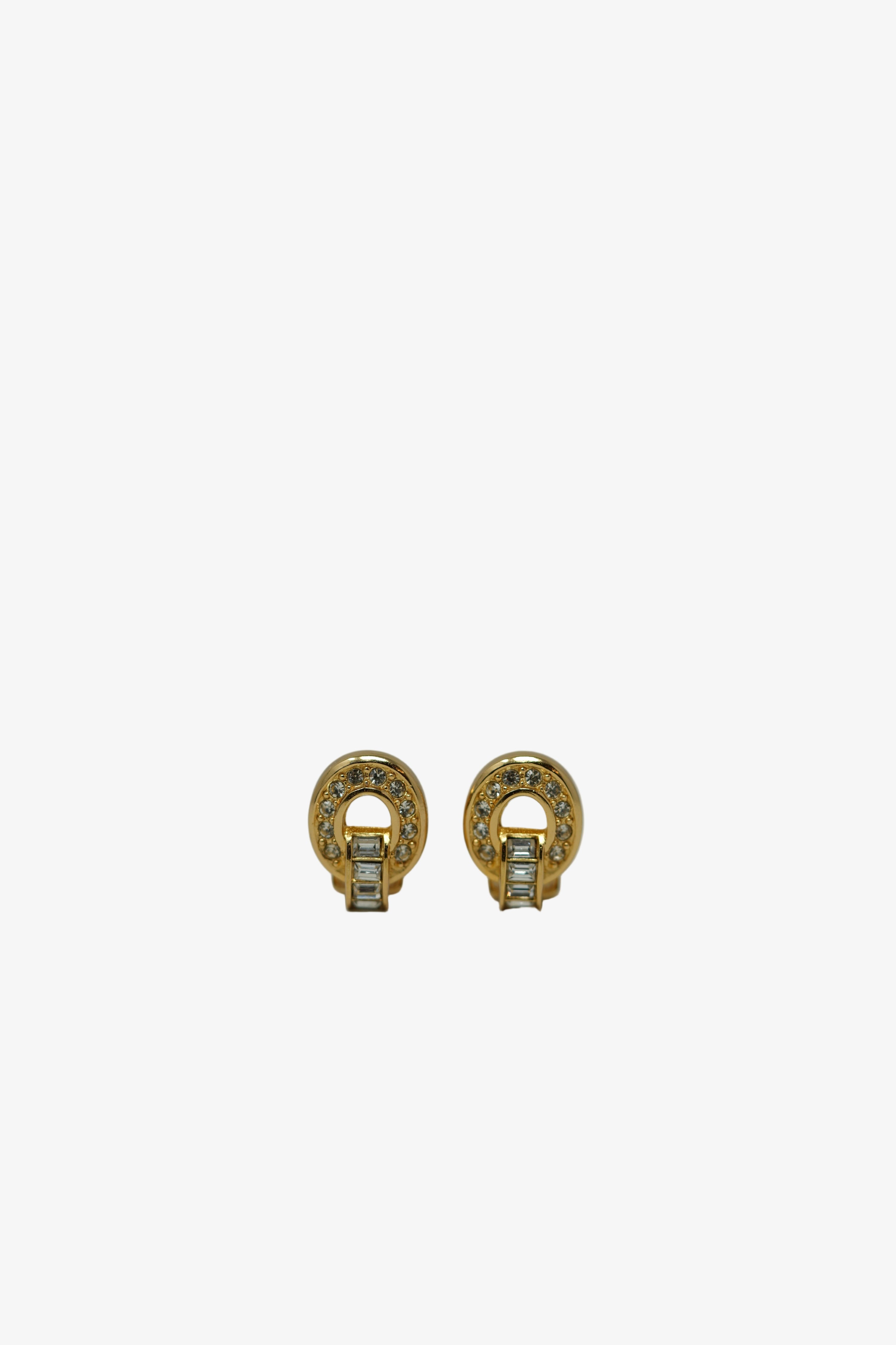 Dior Vintage Oval Rhinestone Earrings