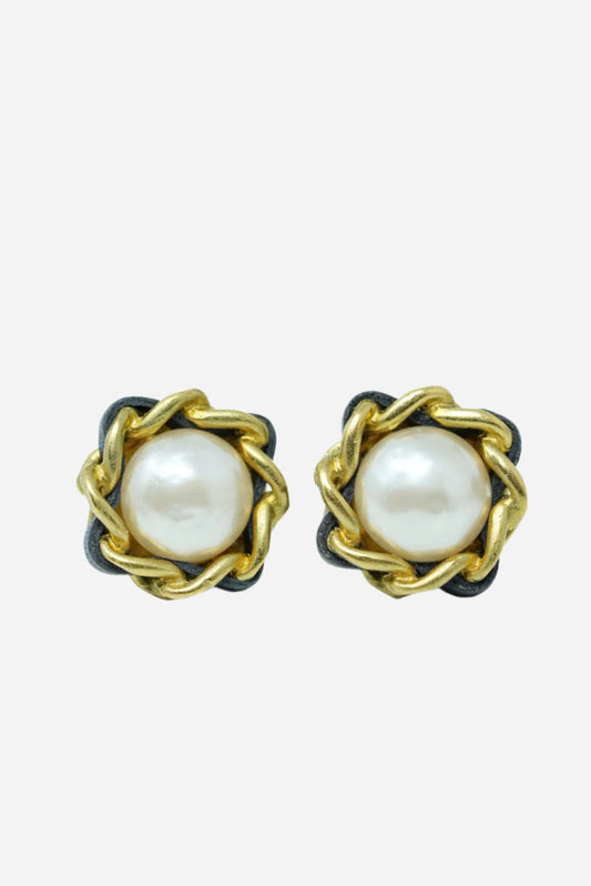 Pre-Owned Chanel 1994 Pearl Flower Earrings