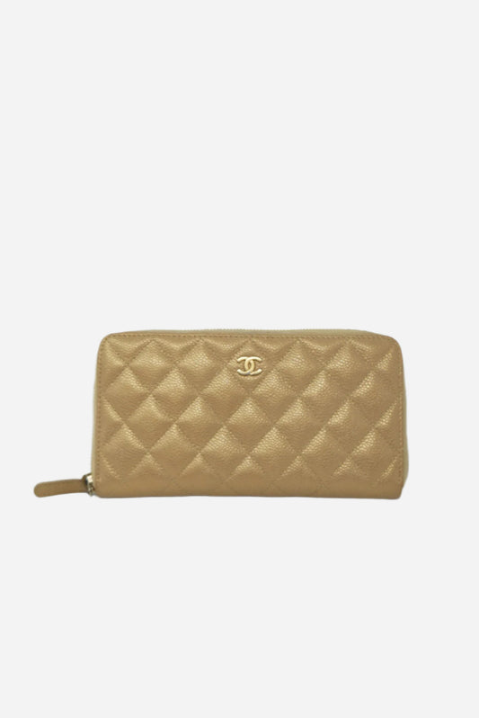 Pre-Owned Chanel 2014-2015 Long Wallet Caviar