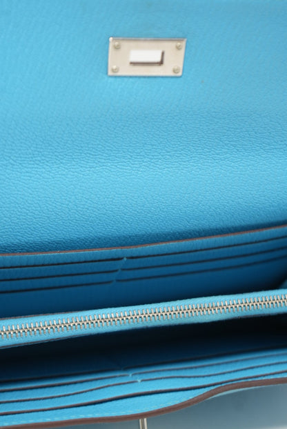 Hermes Kelly Longue Wallet Bleu Azteque R(2014)