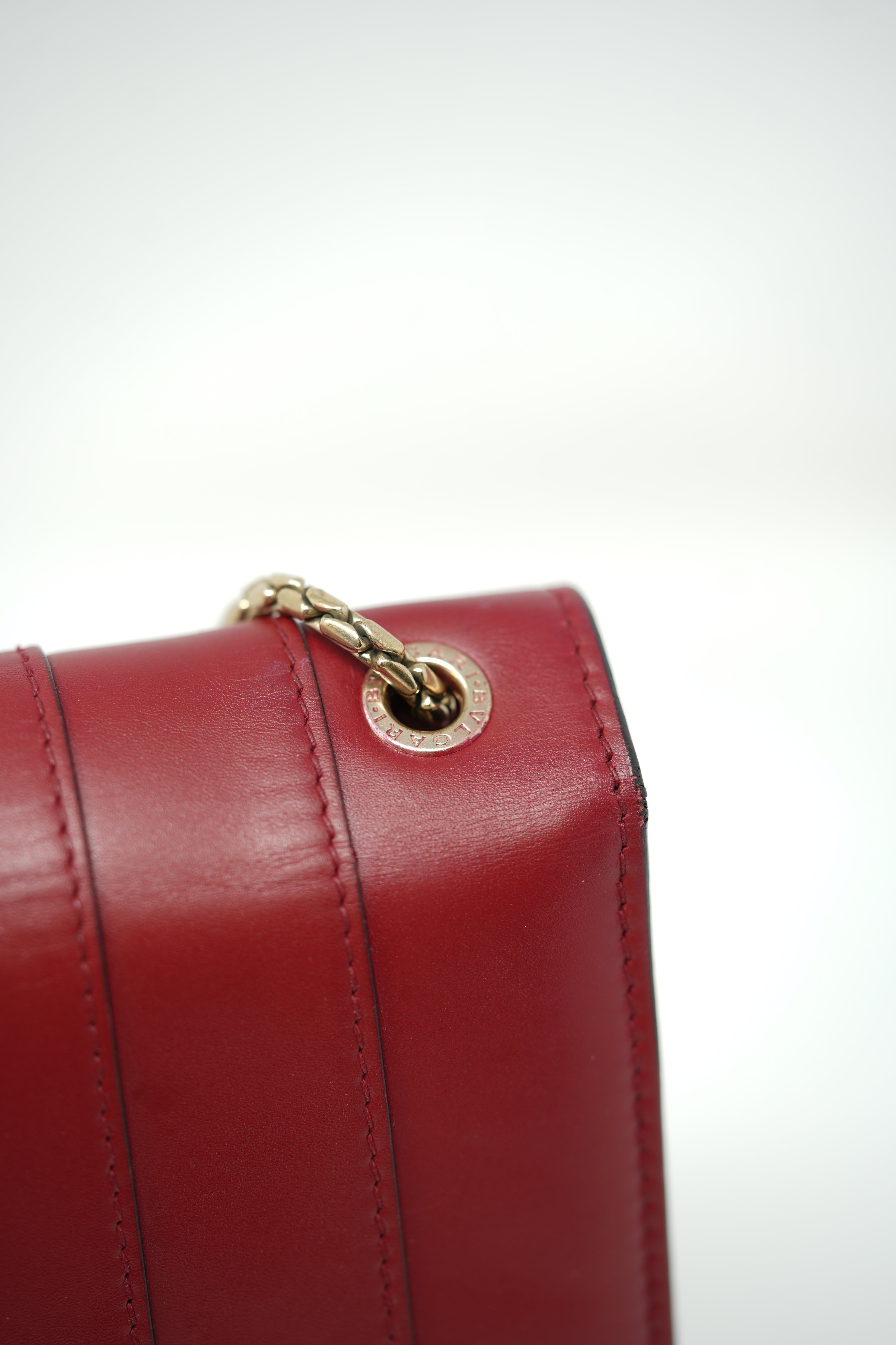BVLGARI Red Leather Medium Serpenti Forever Shoulder Bag