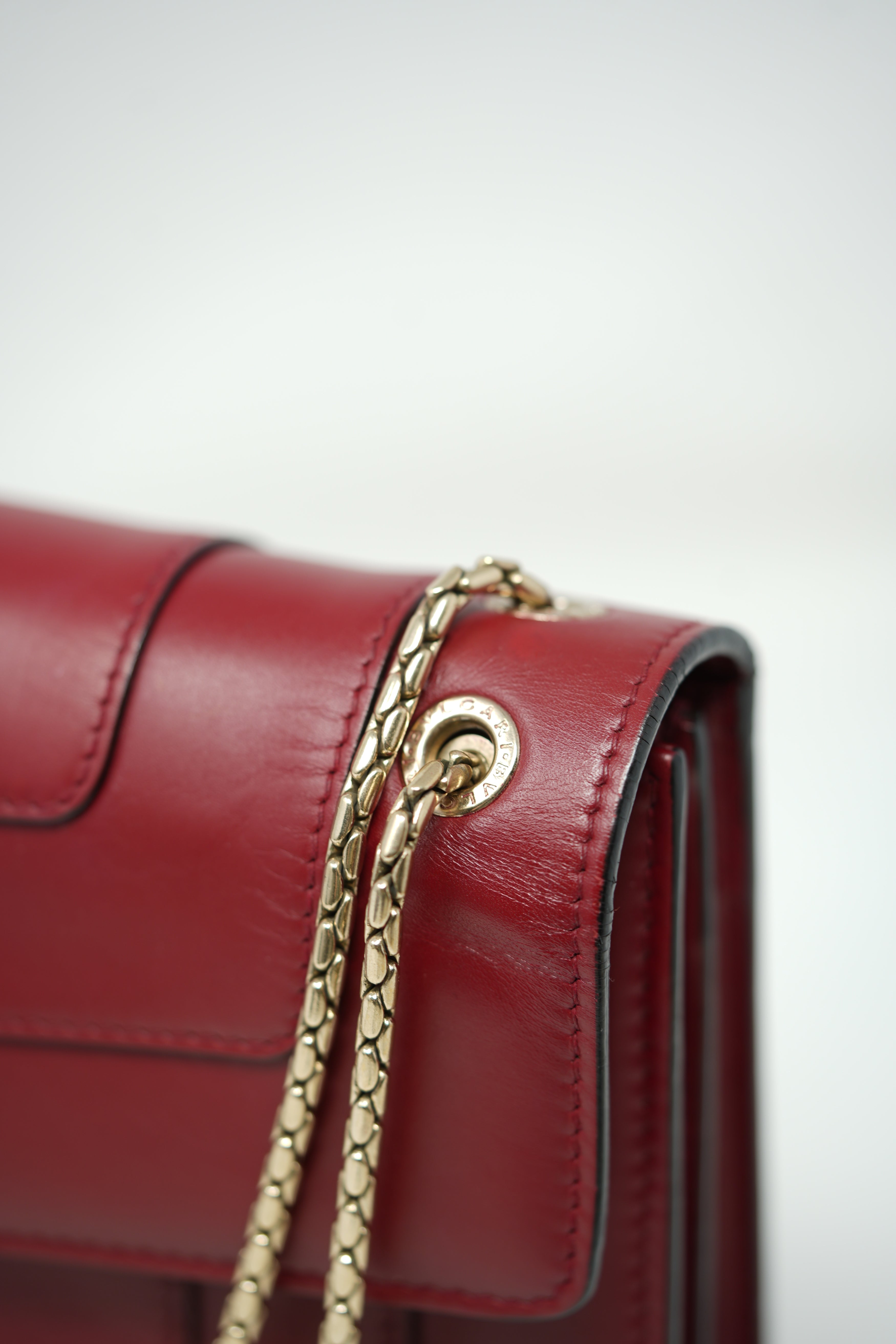 BVLGARI Red Leather Medium Serpenti Forever Shoulder Bag