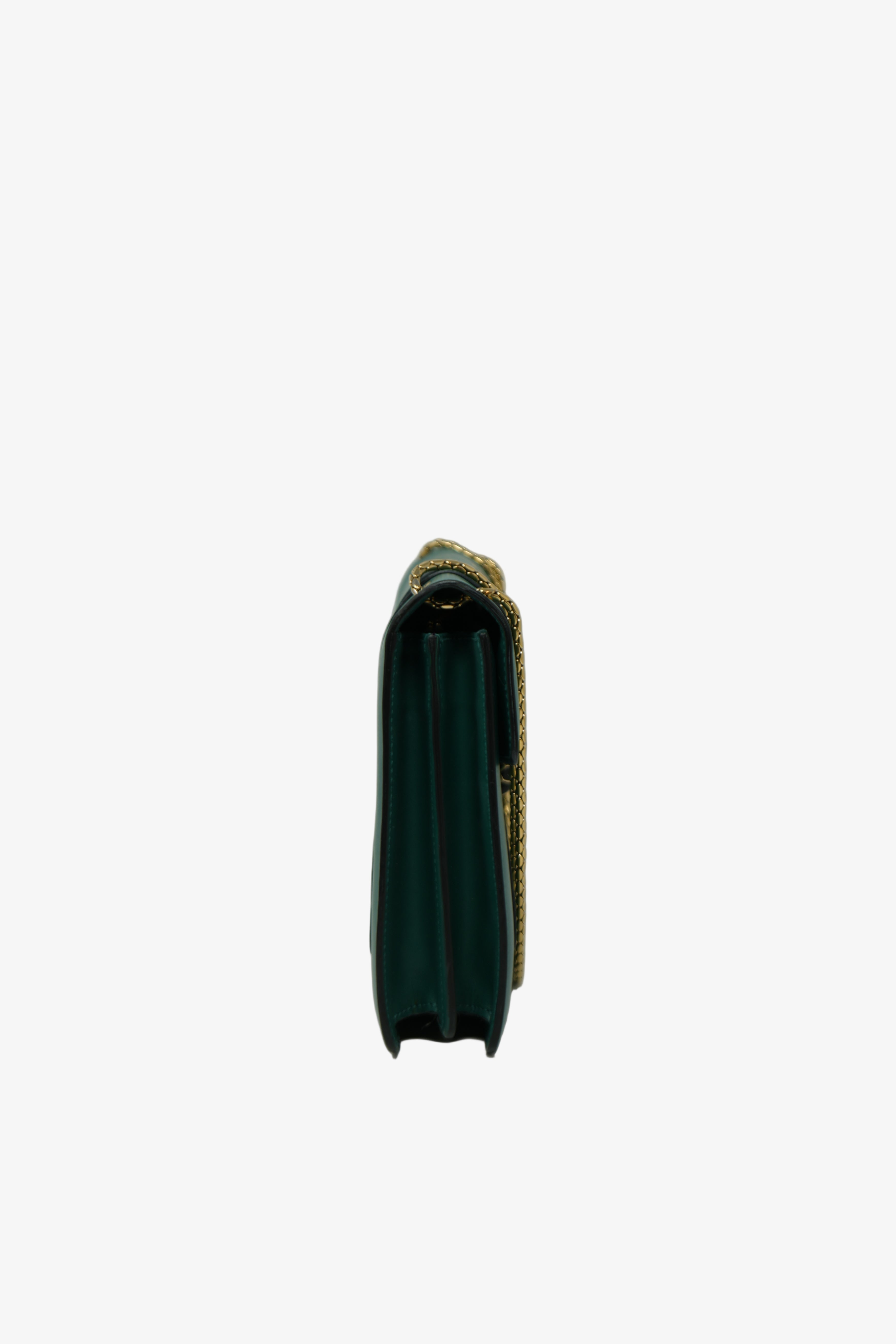 BVLGARI Green Leather Medium Serpenti Forever Shoulder Bag