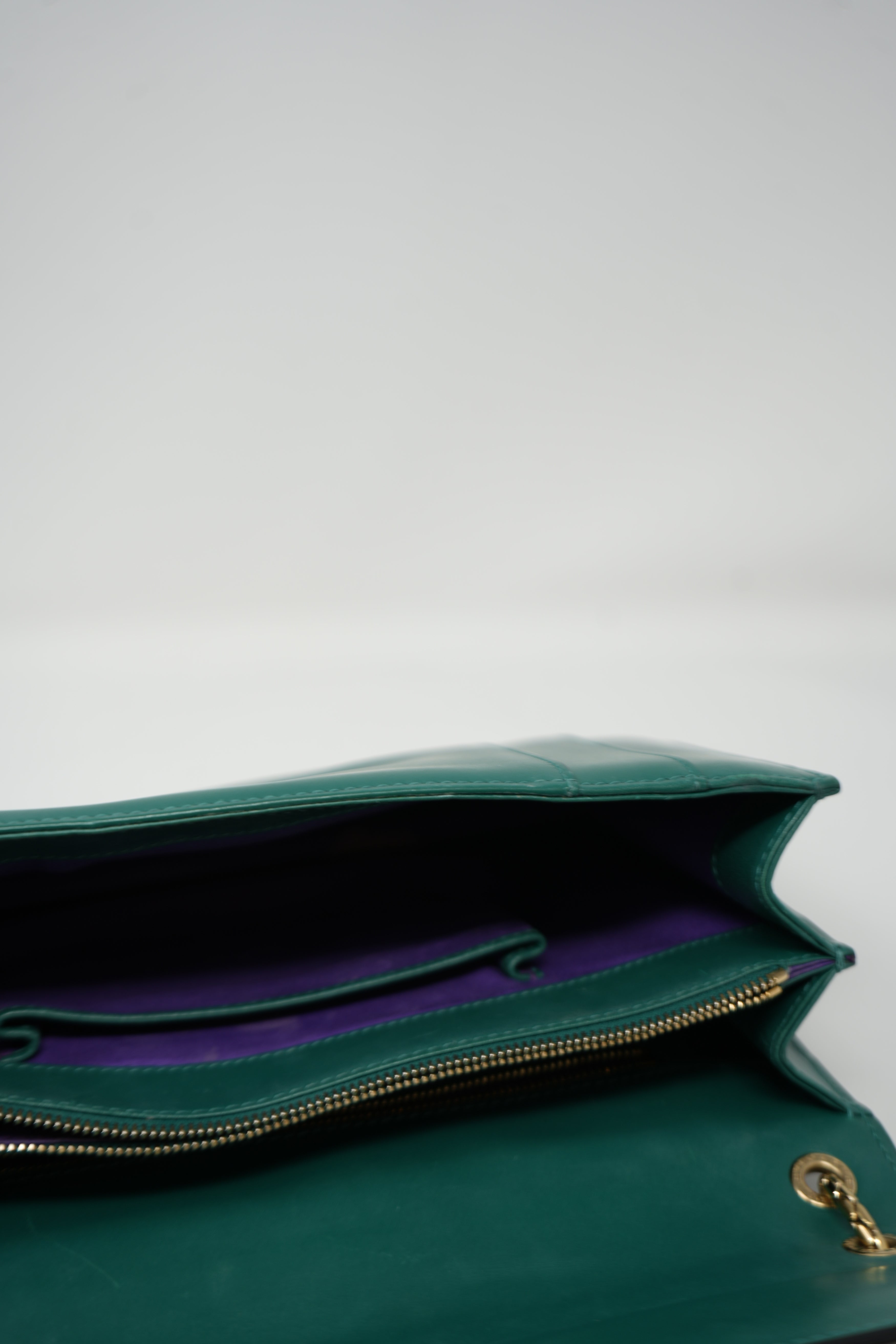 BVLGARI Green Leather Medium Serpenti Forever Shoulder Bag