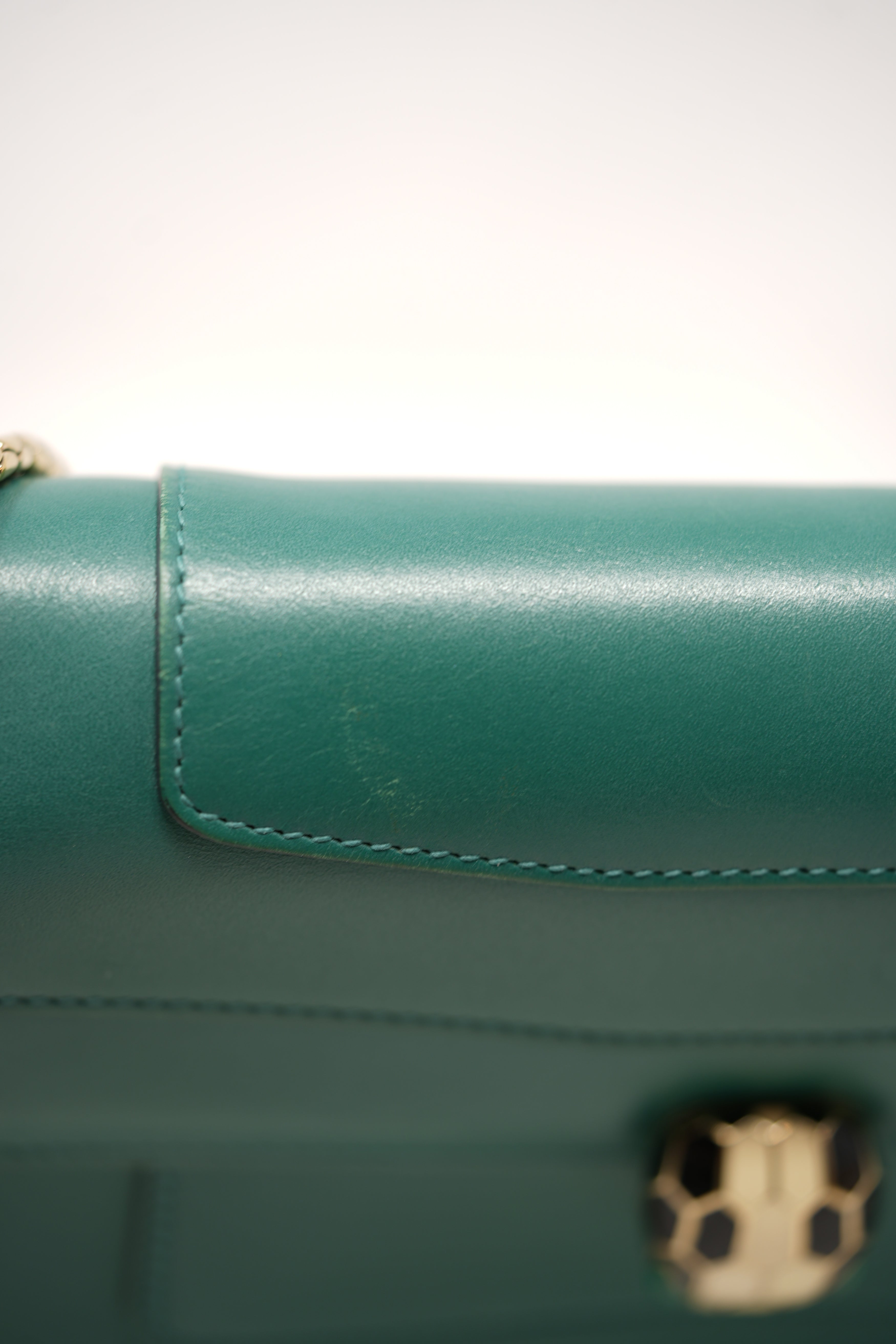 BVLGARI Green Leather Medium Serpenti Forever Shoulder Bag