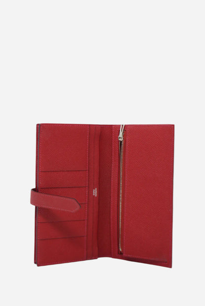 Hermes Red Espom Leather Bearn Wallet 2015