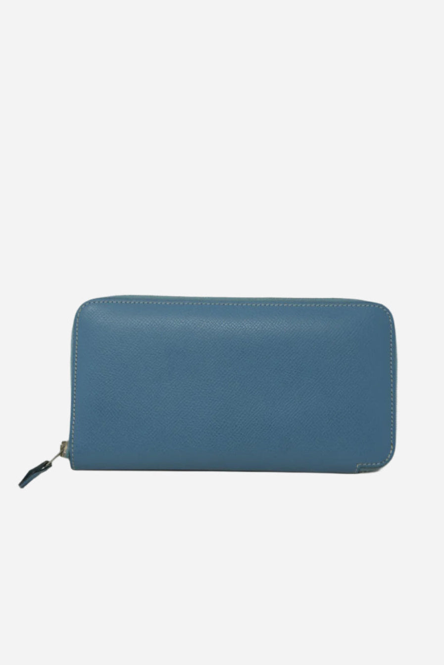 Hermes 2010 Epsom Blue Zip Long Wallet