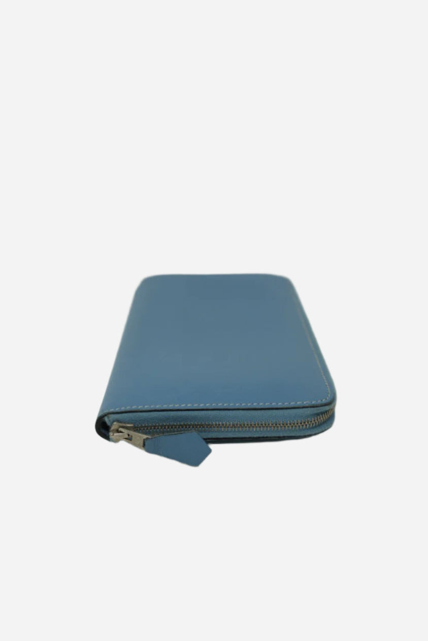 Hermes 2010 Epsom Blue Zip Long Wallet